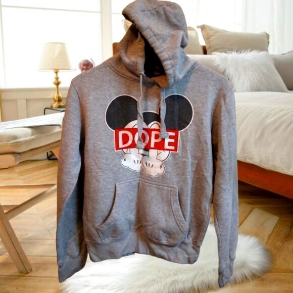MICKEY MOUSE ROCKER PUNK ALT SKATER GOTH NOVELTY ADULT 90S Y2K HOODIE STREETWEAR - Picture 1 of 12